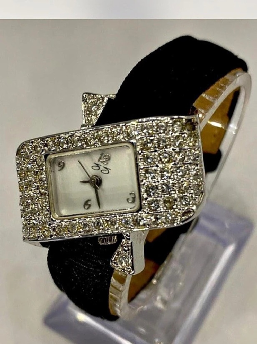 *** Jules Jurgensen *^* Luxury * Iced “ Jeweled Rectangular Watch Black / Silve